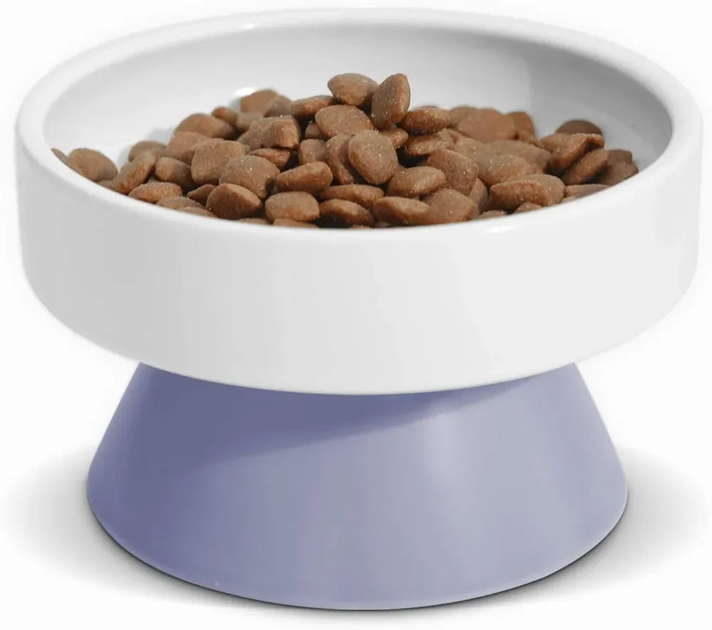 Cat Ceramic Raised Food Bowl, Elevated Pet Feeder, Tower Shaped, for Cats & Dogs
