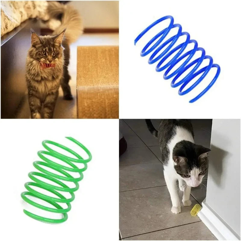 4/200Pcs Cat Spring Toy Cat Spiral Toys Interactive for Indoor Colorful Cats Plastic Springs Coil for Kitten Hunting Swatting
