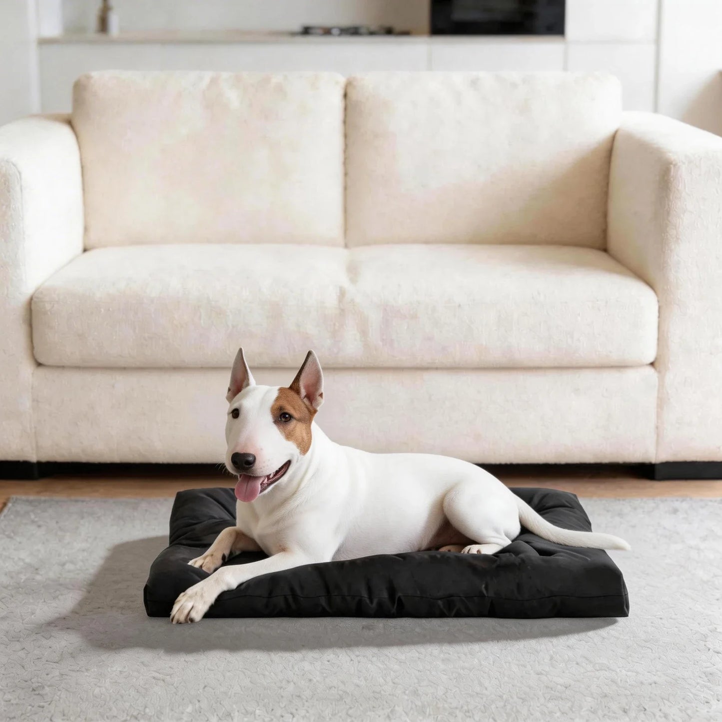 NEWEST Chew Proof Dog Bed, Indestructible for Large Size Durable Dog Crate Pad, Waterproof & Washable Tough Kennel Pet Mats, Suitable for Aggressive Chewers (Black, L-35*22in)