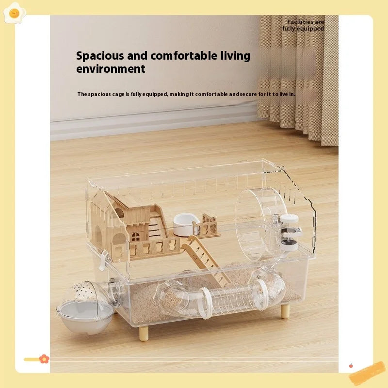 Hamster Cage Cage For Hamster Spacious Clear Acrylic Rodent Home With Accessories Gerbil Mouse Habitat Small Pet Supplies