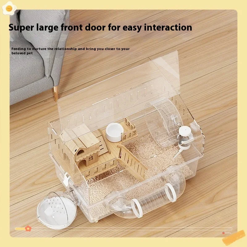 Hamster Cage Cage For Hamster Spacious Clear Acrylic Rodent Home With Accessories Gerbil Mouse Habitat Small Pet Supplies