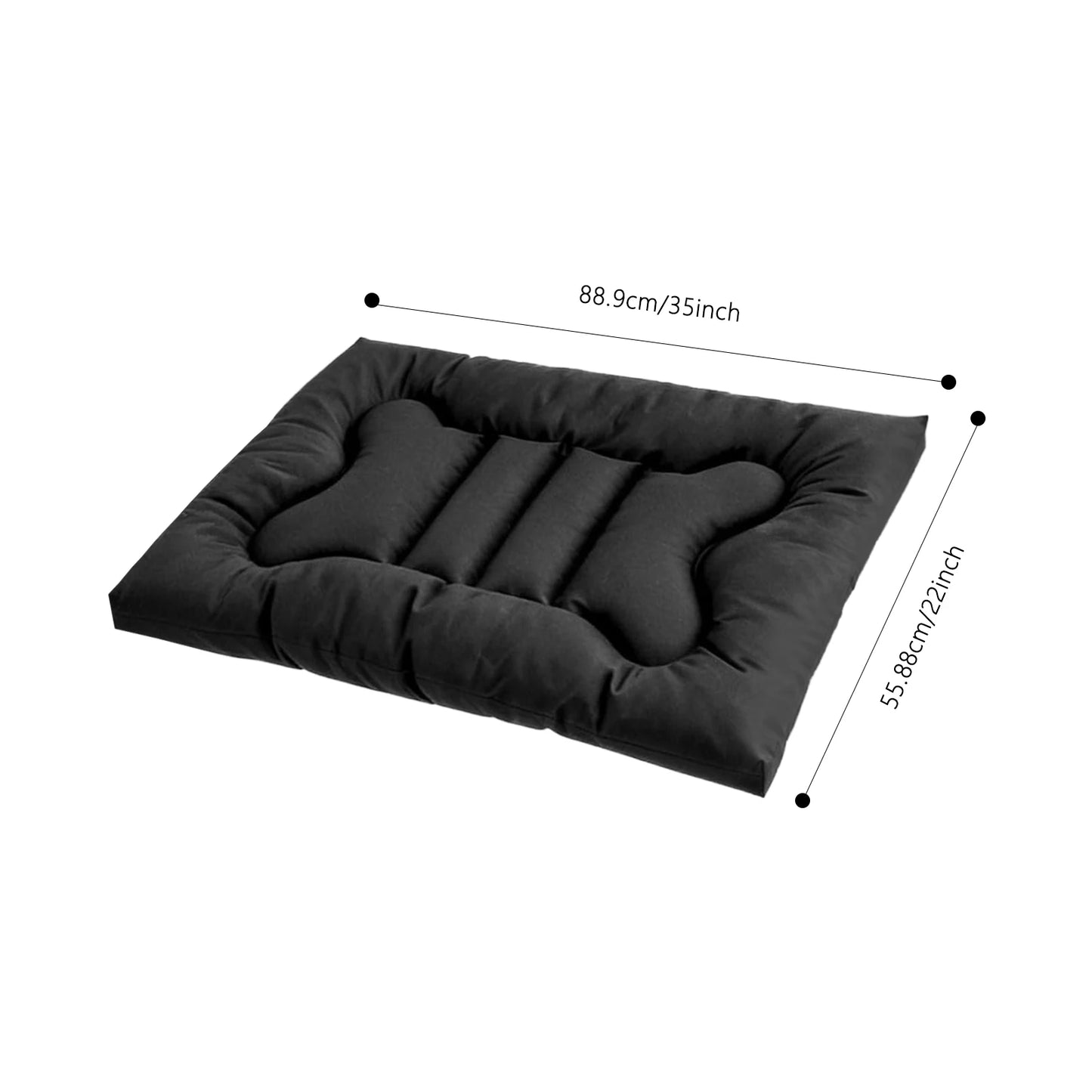 NEWEST Chew Proof Dog Bed, Indestructible for Large Size Durable Dog Crate Pad, Waterproof & Washable Tough Kennel Pet Mats, Suitable for Aggressive Chewers (Black, L-35*22in)