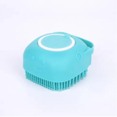 2-In-1 Pet Bath & Massage Brush With Shampoo Storage Silicone Dog Cat Grooming Tool For Puppy Kitten Sensitive Skin