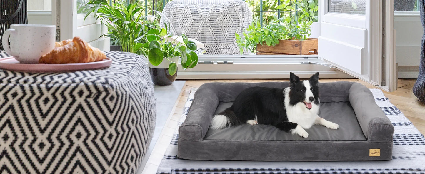 XXL XL Large Calming Dog Bed Orthopedic Memory Foam Sofa Couch Waterproof Removable Cover Plush Mat for Small Medium Large Dogs