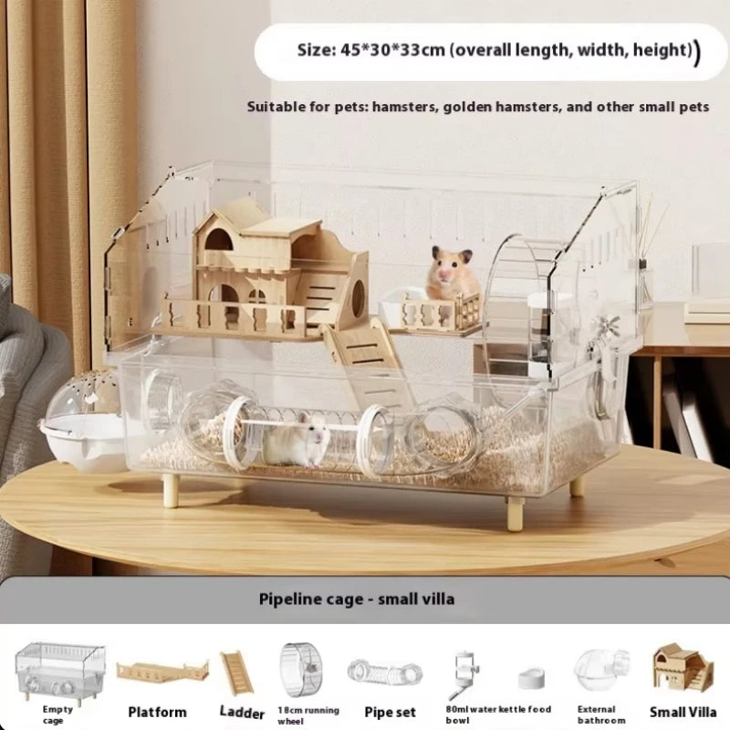 Hamster Cage Cage For Hamster Spacious Clear Acrylic Rodent Home With Accessories Gerbil Mouse Habitat Small Pet Supplies