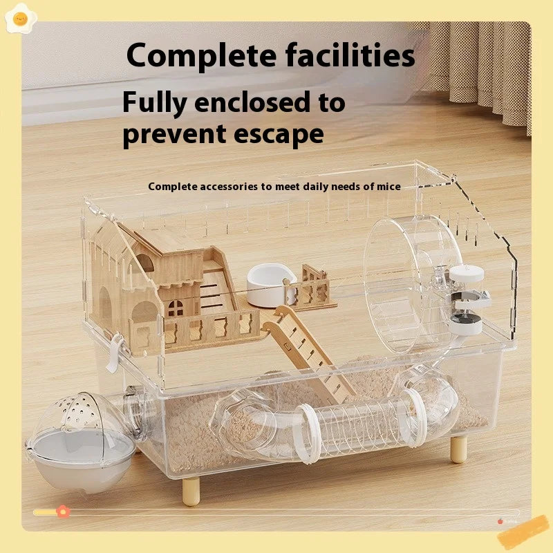 Hamster Cage Cage For Hamster Spacious Clear Acrylic Rodent Home With Accessories Gerbil Mouse Habitat Small Pet Supplies