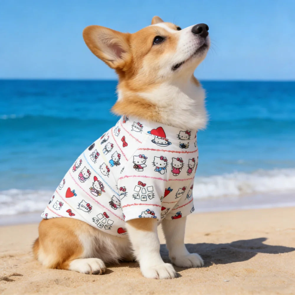 1pc  Fashionable full body printed pet short sleeves, new Sanrio's soft pet short sleeveless T-shirt