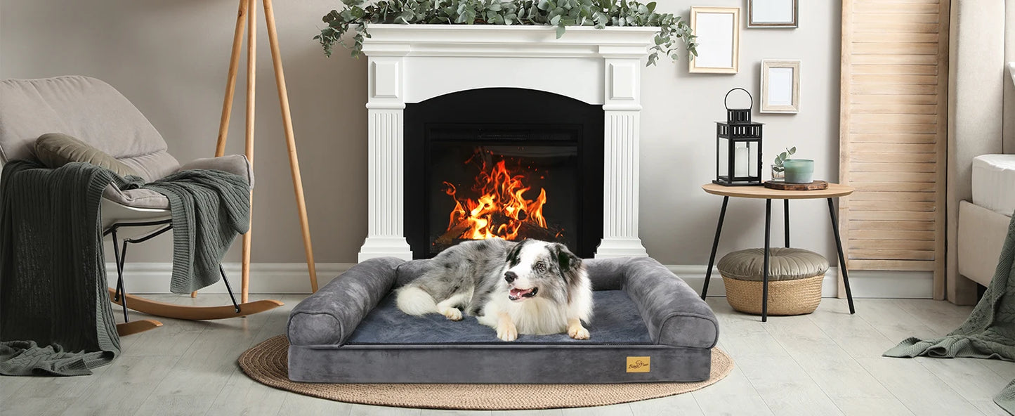 XXL XL Large Calming Dog Bed Orthopedic Memory Foam Sofa Couch Waterproof Removable Cover Plush Mat for Small Medium Large Dogs