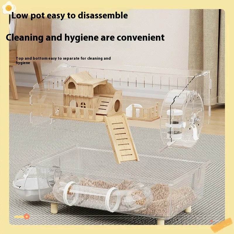 Hamster Cage Cage For Hamster Spacious Clear Acrylic Rodent Home With Accessories Gerbil Mouse Habitat Small Pet Supplies