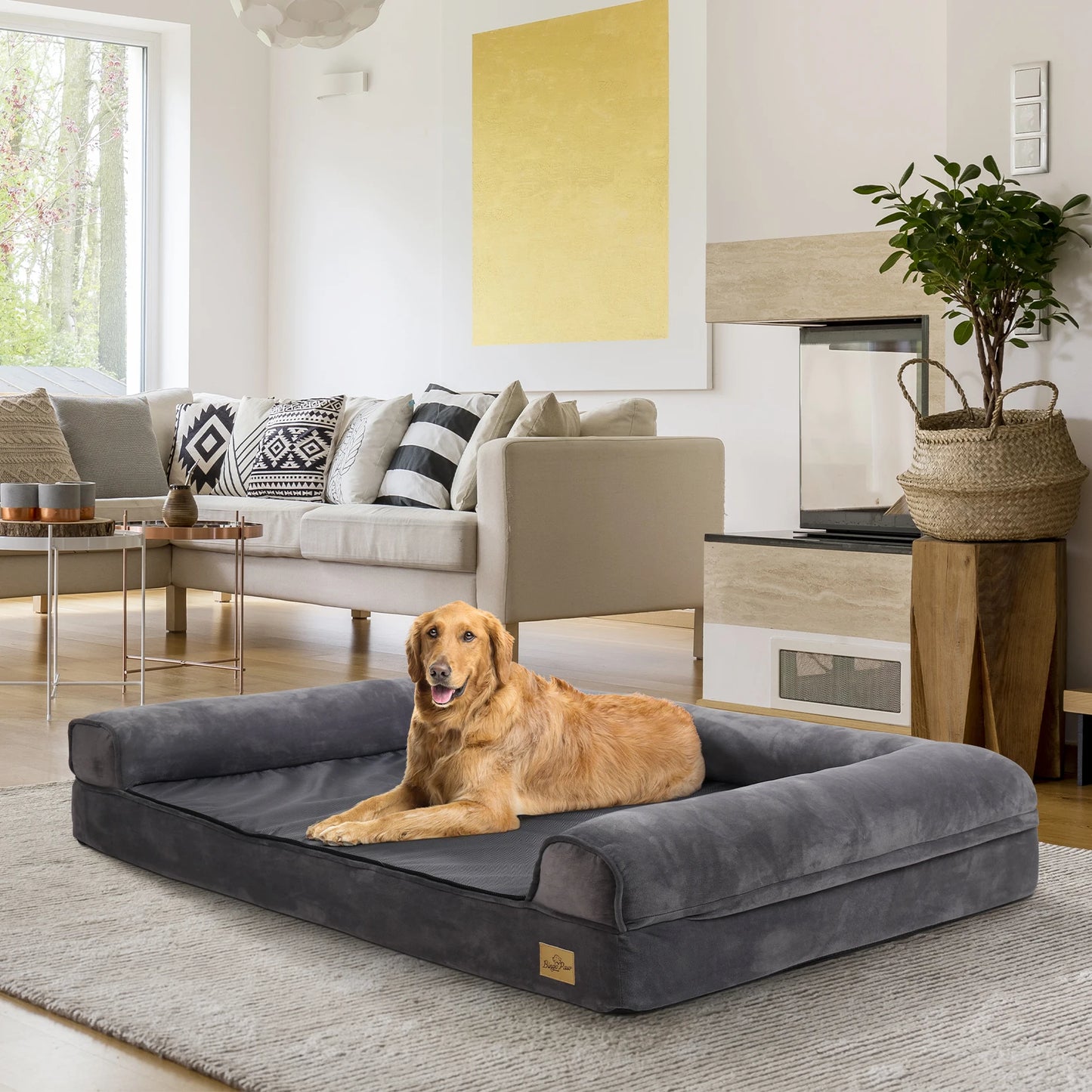 XXL XL Large Calming Dog Bed Orthopedic Memory Foam Sofa Couch Waterproof Removable Cover Plush Mat for Small Medium Large Dogs