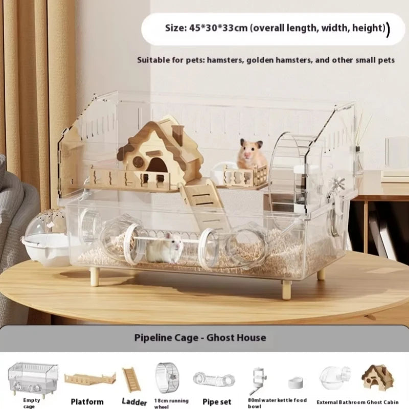 Hamster Cage Cage For Hamster Spacious Clear Acrylic Rodent Home With Accessories Gerbil Mouse Habitat Small Pet Supplies