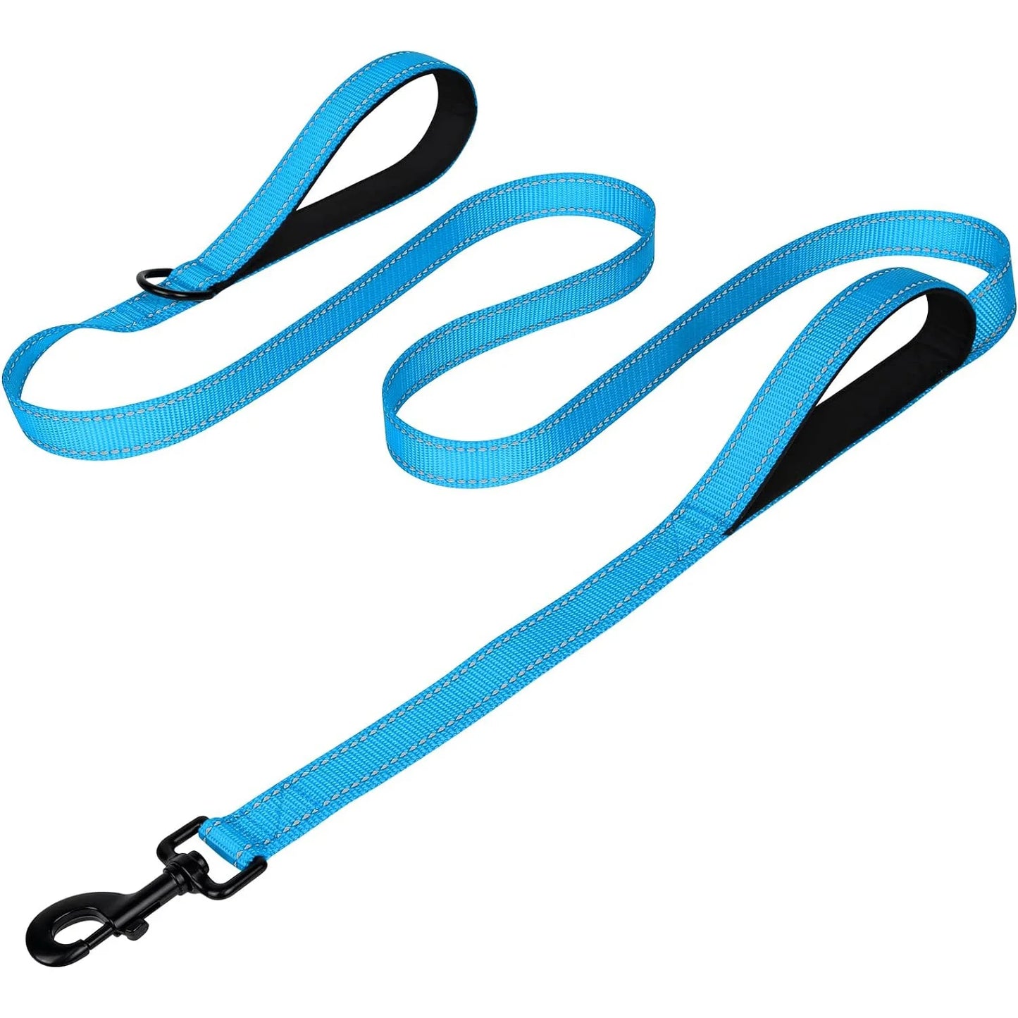 Heavy Duty Double Handle Dog Leash with Reflective Strips for Night Safety - Ideal for Large and Extra Large Breeds - Perfect fo