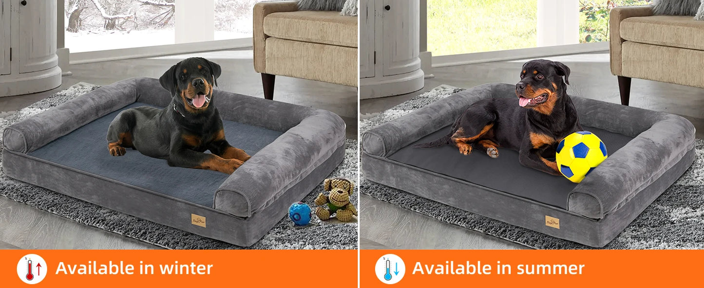 XXL XL Large Calming Dog Bed Orthopedic Memory Foam Sofa Couch Waterproof Removable Cover Plush Mat for Small Medium Large Dogs