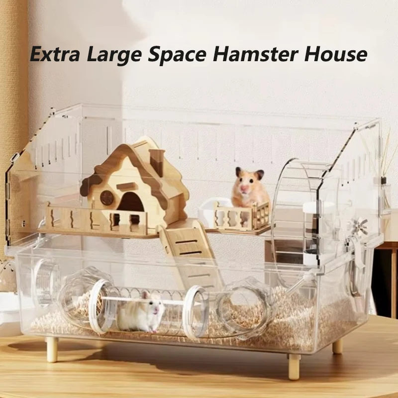 Hamster Cage Cage For Hamster Spacious Clear Acrylic Rodent Home With Accessories Gerbil Mouse Habitat Small Pet Supplies