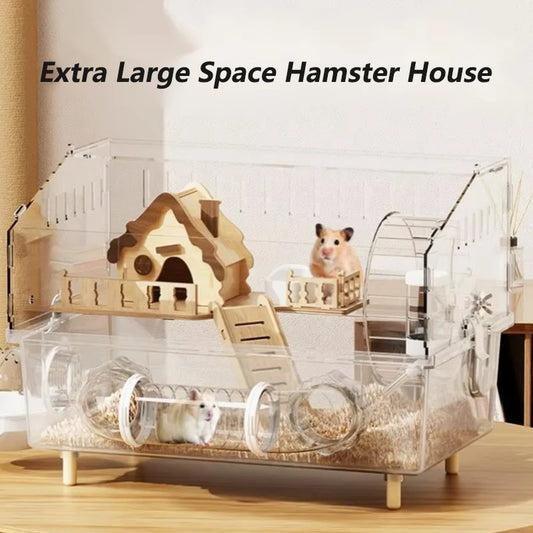 Hamster Cage Cage For Hamster Spacious Clear Acrylic Rodent Home With Accessories Gerbil Mouse Habitat Small Pet Supplies