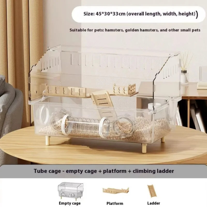 Hamster Cage Cage For Hamster Spacious Clear Acrylic Rodent Home With Accessories Gerbil Mouse Habitat Small Pet Supplies