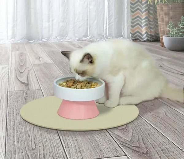 Cat Ceramic Raised Food Bowl, Elevated Pet Feeder, Tower Shaped, for Cats & Dogs