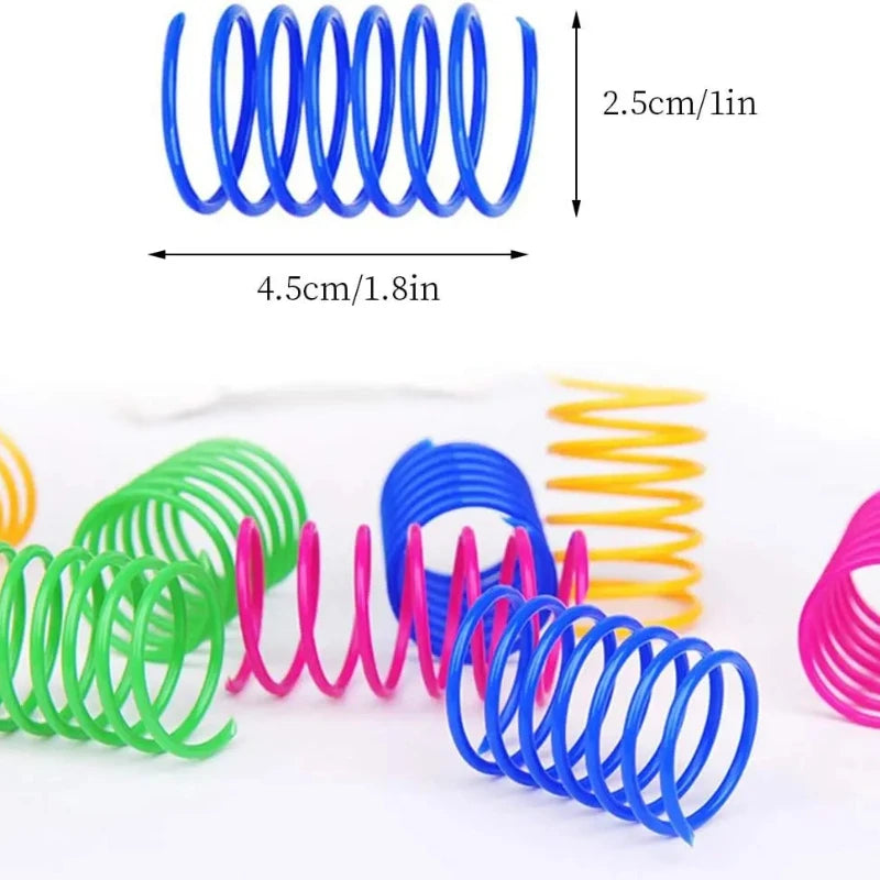 4/200Pcs Cat Spring Toy Cat Spiral Toys Interactive for Indoor Colorful Cats Plastic Springs Coil for Kitten Hunting Swatting