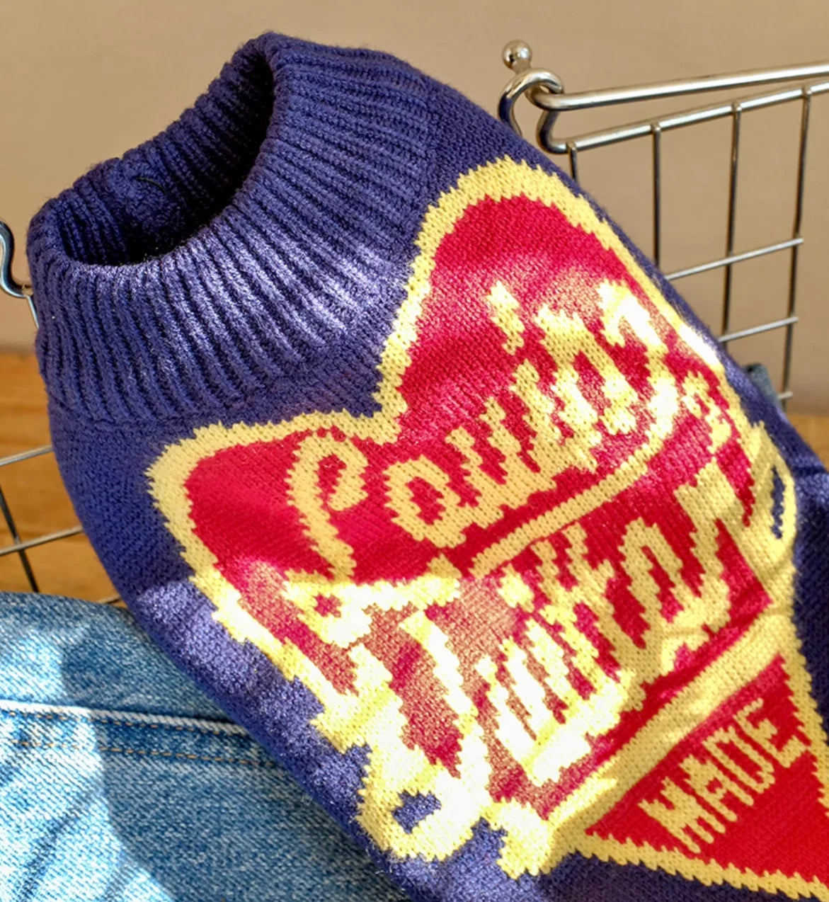 Cute French Fries Printed Soft Cotton Sweater for Pets High Quality Design Dog Jacket Small Animal Clothing for Cats