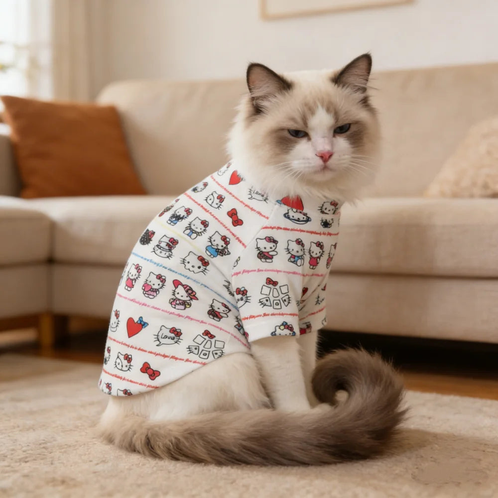 1pc  Fashionable full body printed pet short sleeves, new Sanrio's soft pet short sleeveless T-shirt