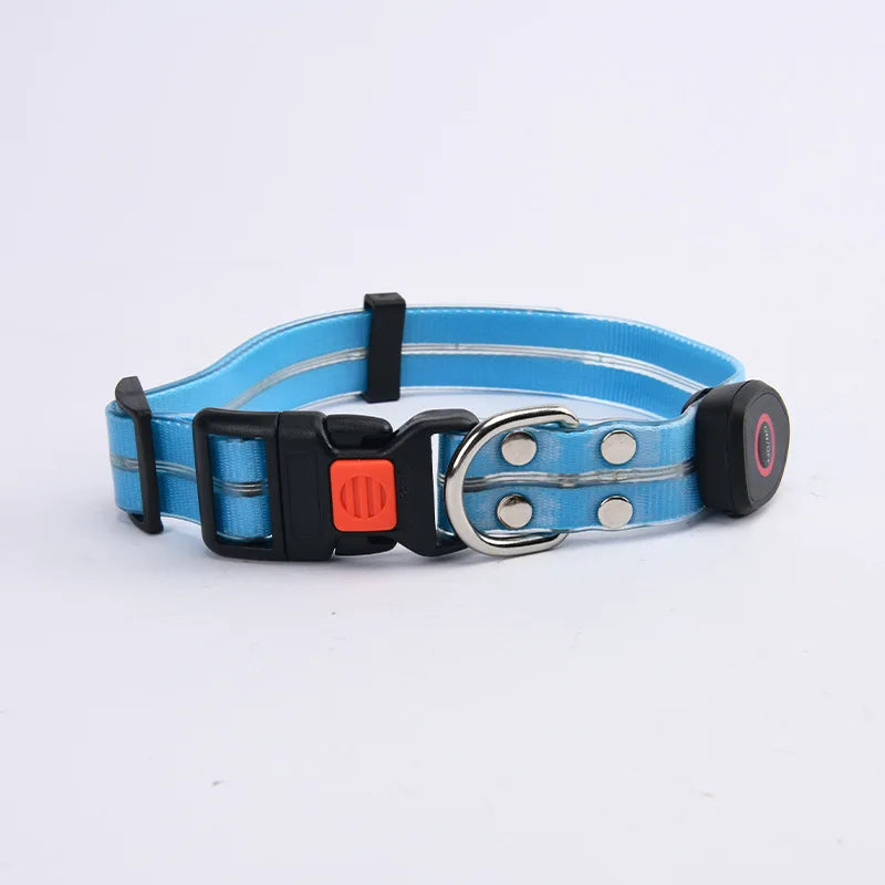 Pet light-up collar leash LED flashing collar USB charging dog walking pulling belt adjustable dog collar fashion pet supplies