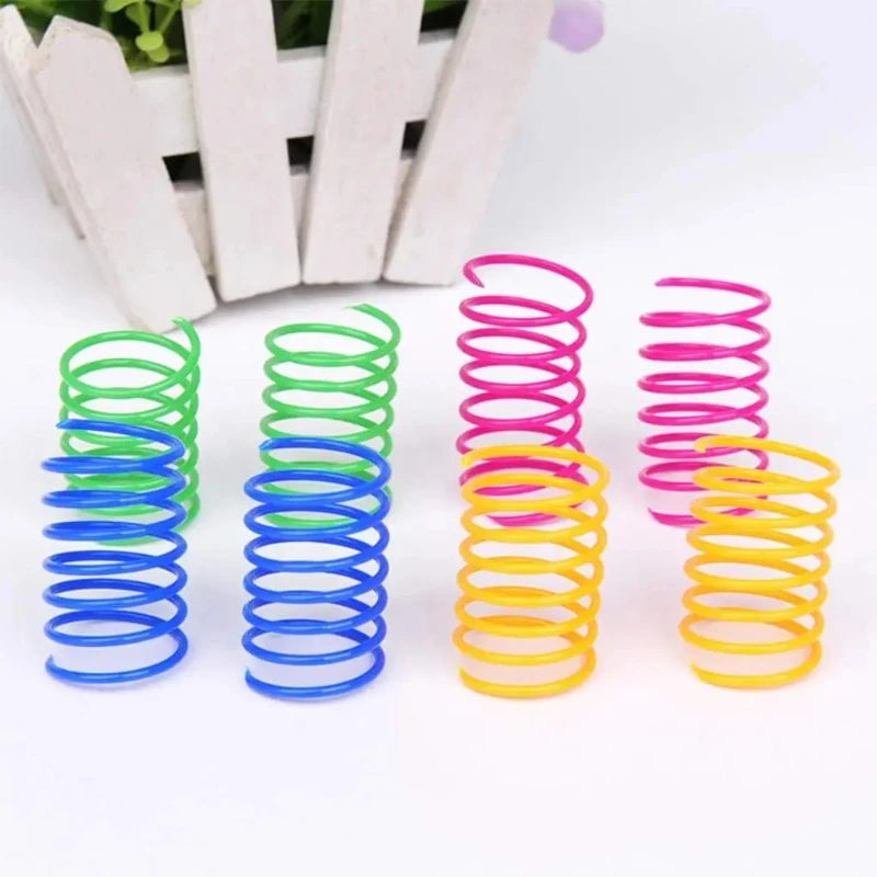 4/200Pcs Cat Spring Toy Cat Spiral Toys Interactive for Indoor Colorful Cats Plastic Springs Coil for Kitten Hunting Swatting