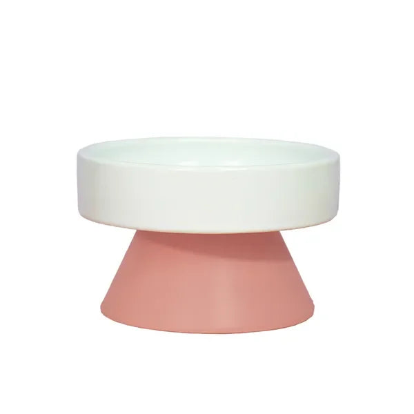 Cat Ceramic Raised Food Bowl, Elevated Pet Feeder, Tower Shaped, for Cats & Dogs
