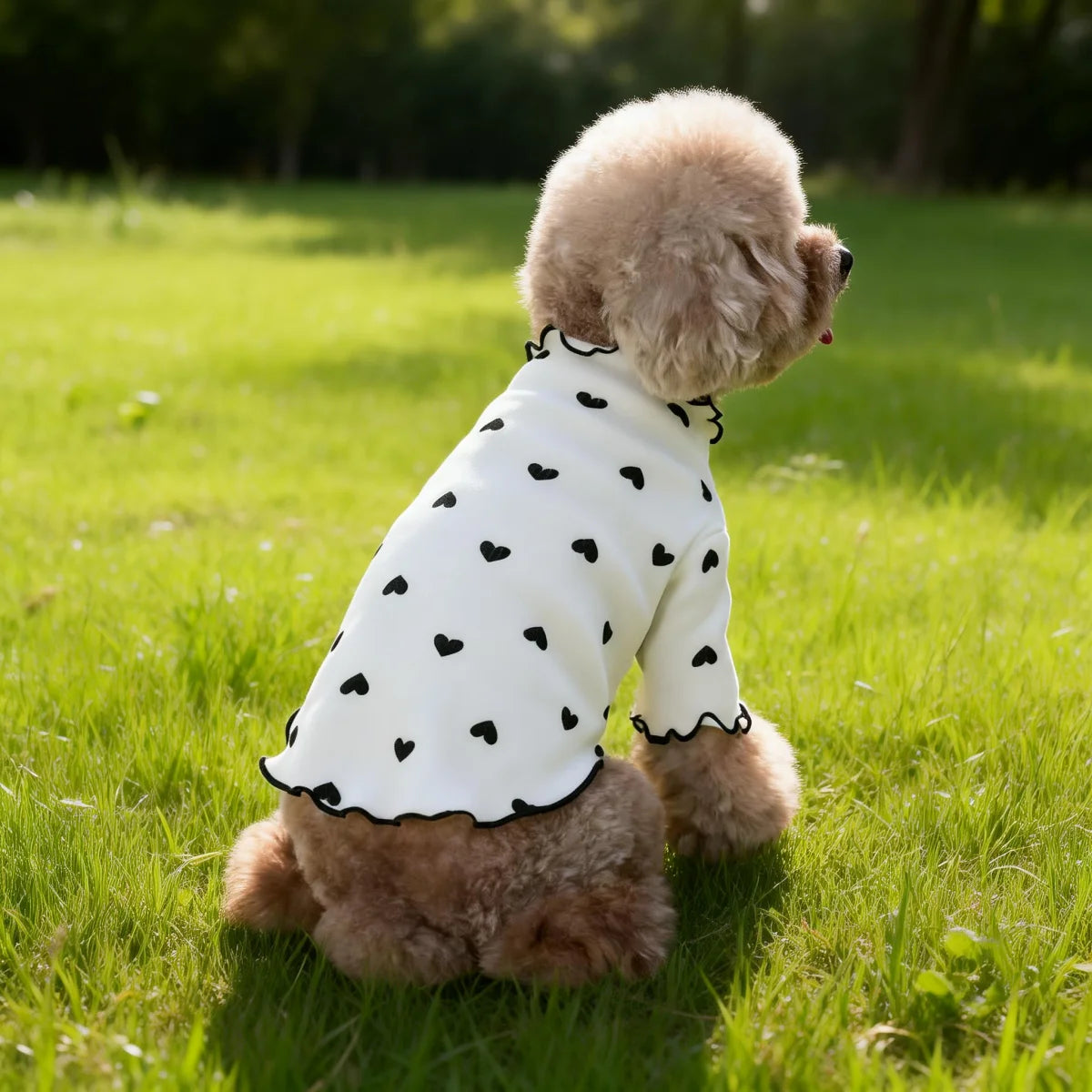 Pet T-shirt With Stretch Ribbed Heart Pattern Clothes Cute Home Vest Tshirt Suitable For Dogs And Cats