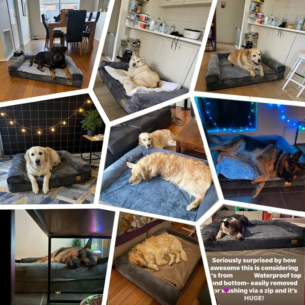 XXL XL Large Calming Dog Bed Orthopedic Memory Foam Sofa Couch Waterproof Removable Cover Plush Mat for Small Medium Large Dogs
