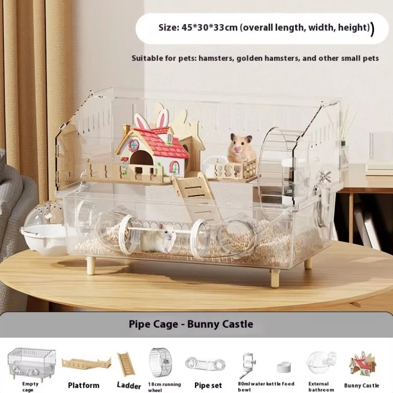 Hamster Cage Cage For Hamster Spacious Clear Acrylic Rodent Home With Accessories Gerbil Mouse Habitat Small Pet Supplies