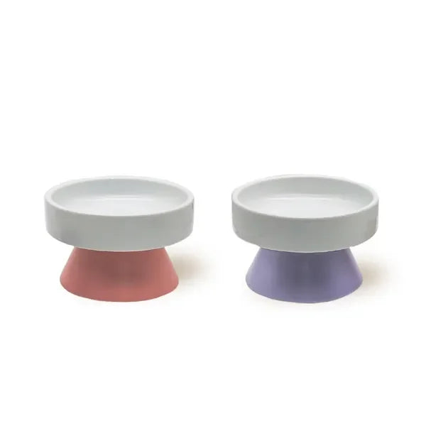 Cat Ceramic Raised Food Bowl, Elevated Pet Feeder, Tower Shaped, for Cats & Dogs